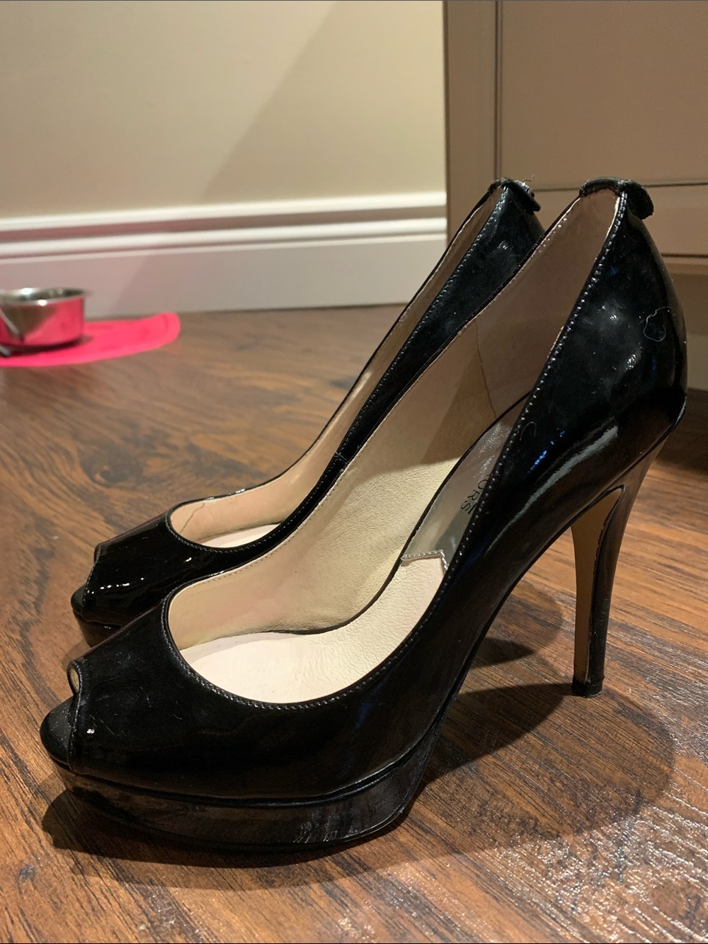 Michael Kors Black Patent Peep-Toe High Heel Pumps